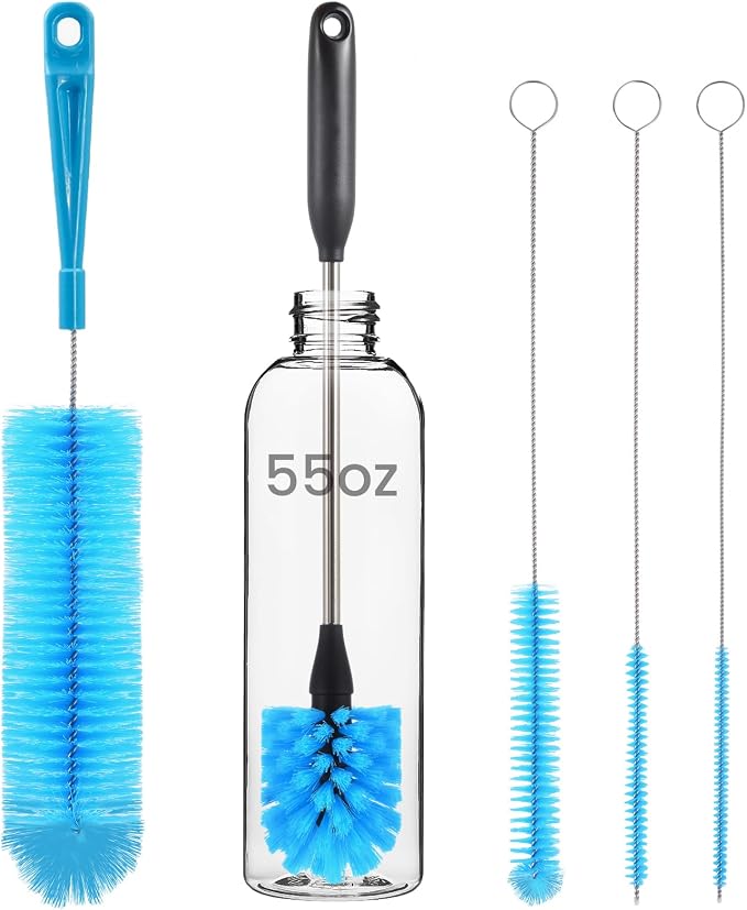 5 Pack Bottle Brush, Straw Cleaner Brush & Water Bottle Brush, 15 in Stainless by PZLife-Yourdailylifehelper
