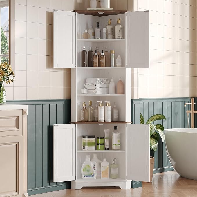 Vabches 68.9" Tall Corner Cabinet, Farmhouse Style Storage Cabinet - Image 5