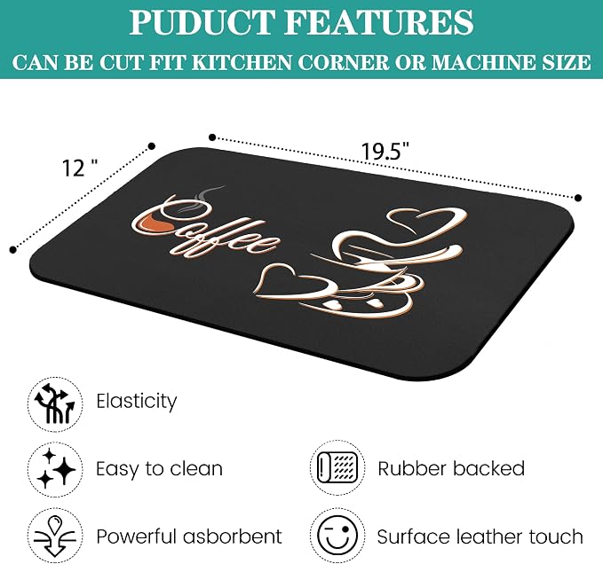 Coffee Mat - Classic Absorbent Bar Mat - Waterproof Kitchen Counter Decor - Image 3