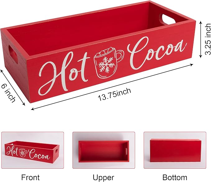 HPC DECOR Hot Cocoa Bar Wood Coffee Storage Box- Hot Cocoa Decorative Christmas - Image 2