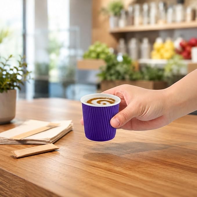 Restaurantware-4 Ounce Paper Coffee Cups, 25 Ripple Wall Disposable Paper Cups - Image 5