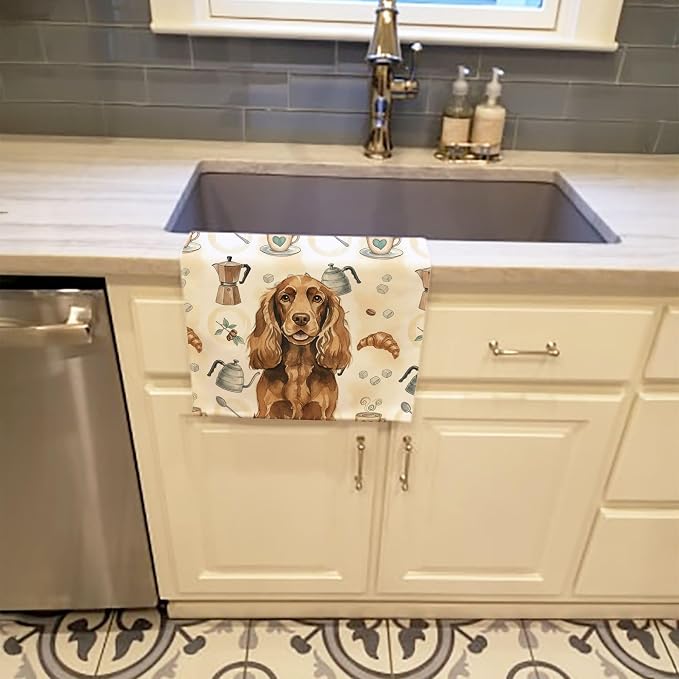 Caroline's Treasures Liver English Cocker Spaniel Coffee Bar Kitchen Towel - Image 2