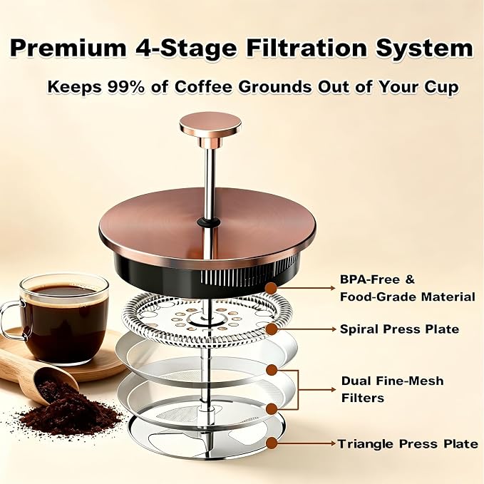 QUQIYSO French Press Coffee Maker, Large French Press - Image 3