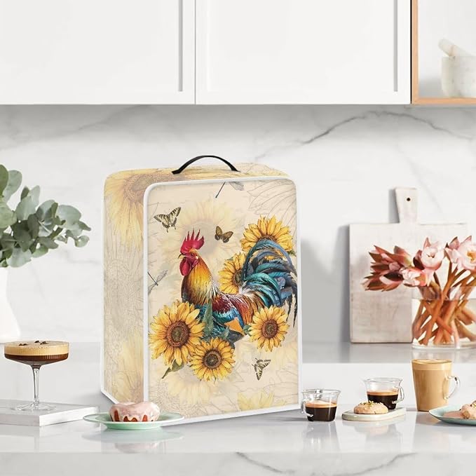 Rooster Sunflower Coffee Maker Cover Waterproof Kitchen Appliance Covers Dust - Image 3