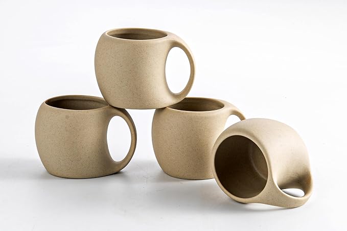 Ceramic Espresso Cups Set of 4, Double Espressos Shots Cup, 4 OZ Espresso Mugs by SYJANHOME