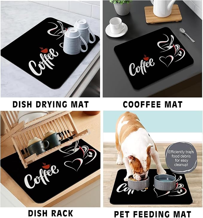 Coffee Bar Mat Rubber Dish Drying Mat - Image 4