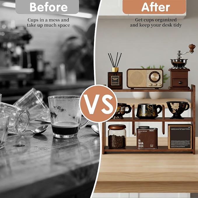 Coffee Cup Holder for Countertop Walnut Wood Coffee Mugs Holder for Kitchen Mug - Image 5