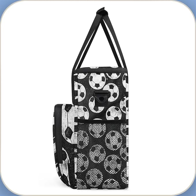 Black And White Soccer Ball Coffee Maker Carring Bag, Large Insulated Storage - Image 4