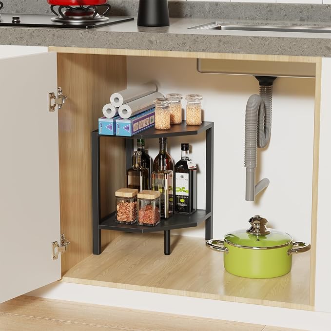 Creso hom Corner Shelf Stand, 2 Tier Industrial Corner Bookshelf - Image 7