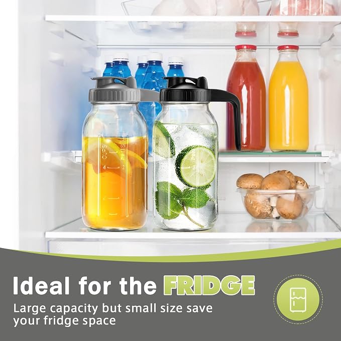 2 Pack Mason Jar with Pour Spout Lid V-shaped, 64 oz Sun Tea Jar Double Leak - Image 4