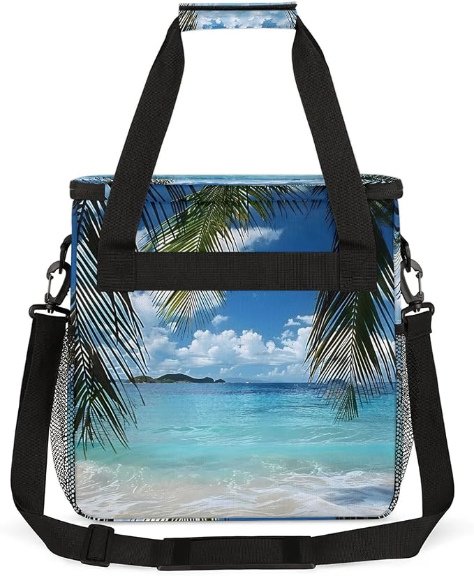 Palm Tree Ocean Beach Coffee Maker Carring Bag, Large Insulated Storage - Image 5