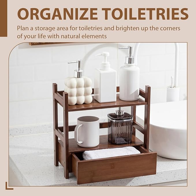 Chunful 2 Tier Matcha Station Bamboo Organizer - Image 6