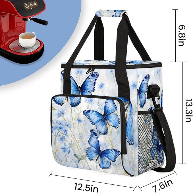 Butterfly Flowers Coffee Maker Carring Bag, Large Insulated Storage Organizer - Image 2