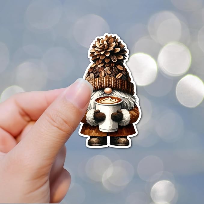 3.5" Coffee Gnome Bean latte brew Laminated Laptop Sticker Iced Coffee Brew - Image 2