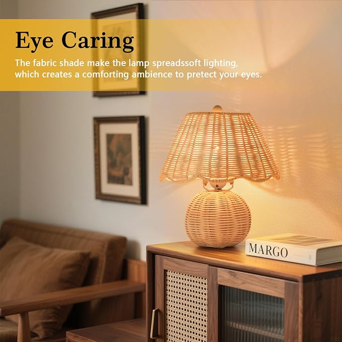 Rattan Small Bedside Mini Table Lamp - Image 5