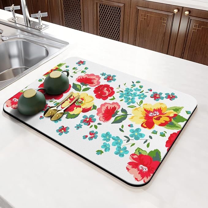 Coffee Bar Mat Accessories for Countertop Absorbent Hide Stain Rubber Backed - Image 4