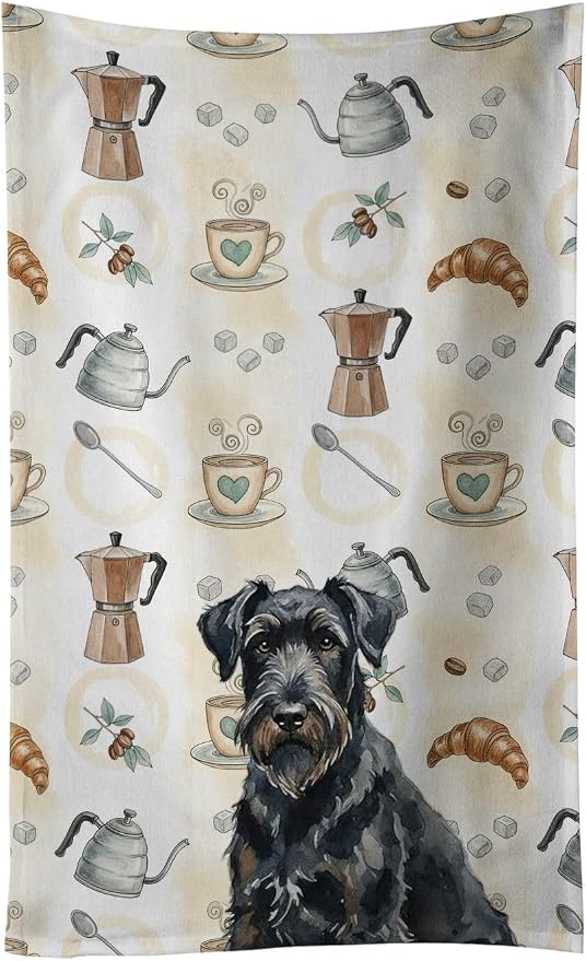 Caroline's Treasures Black Russian Terrier Coffee Bar Kitchen Towel Velour by CarolinesTreasures