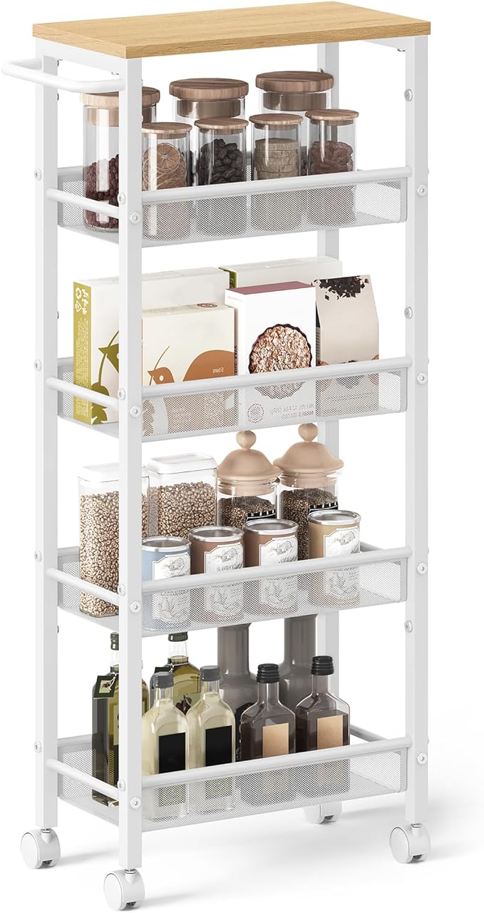 VASAGLE Slim Rolling Cart, 5-Tier Storage Cart, Narrow Cart by Unknown