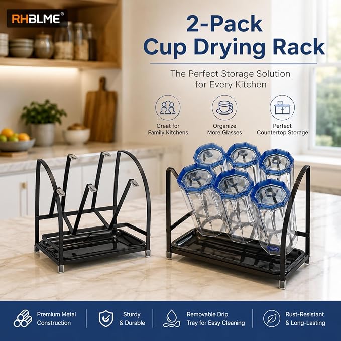 RHBLME 2 Packs Glass Drying Rack, Vertical Bottle Drying Rack Glass Bottle - Image 7