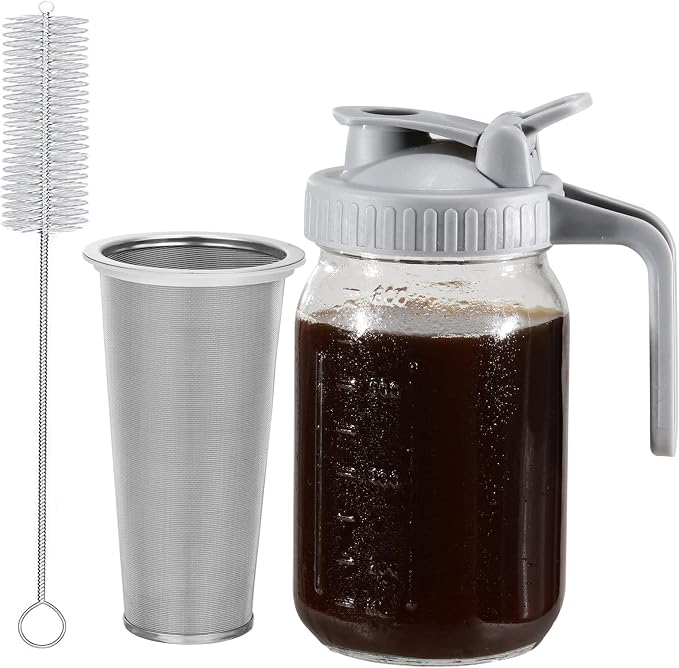 Glyntrof Cold Brew Coffee Maker Glass Pitcher, 32 oz Mason Jar by Glyntrof