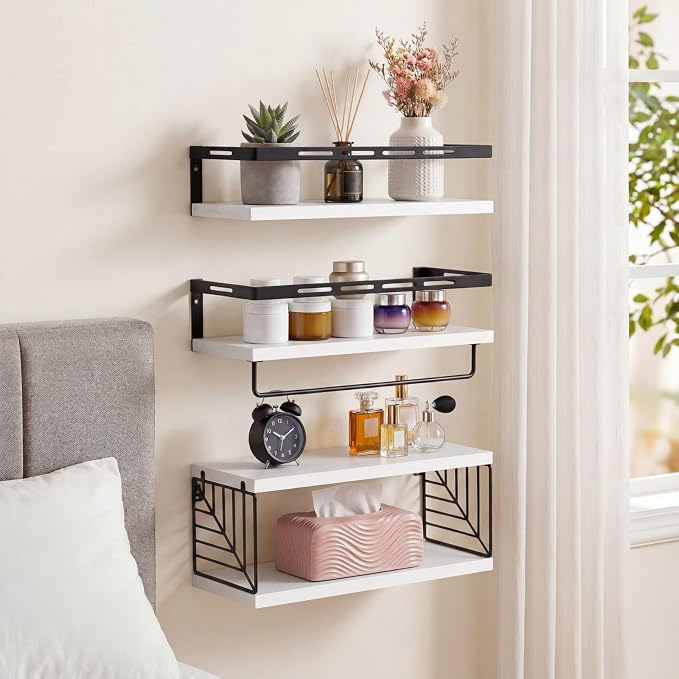 Fixwal Wall Mounted Bathroom Shelves Over Toilet, Rustic Wood Floating Shelves - Image 8