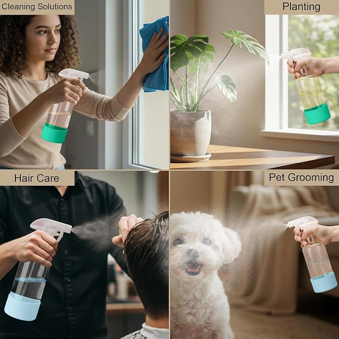 Glass Spray Bottles with Silicone Sleeve 16.9oz 2 Pack Empty Spray Bottle - Image 7