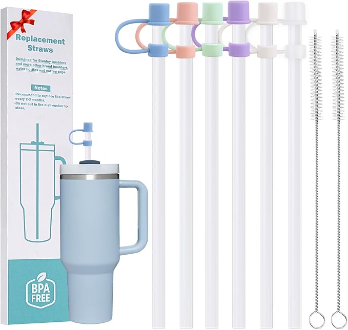 LUCKINEE 6pc Plastic Replacement Straws Reusable by LUCKINEE