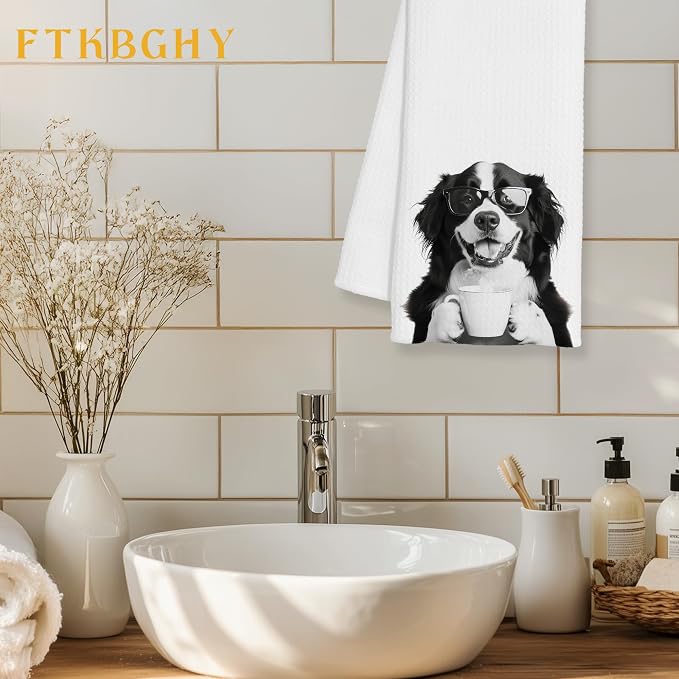 Funny Bernese Mountain Coffee Kitchen Towels Gift, Bernese Mountain Dog Gifts - Image 2
