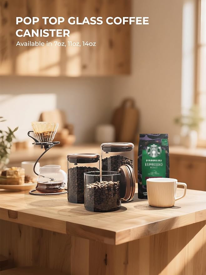 10 oz Coffee Canister, Airtight Glass Coffee Container - Image 7