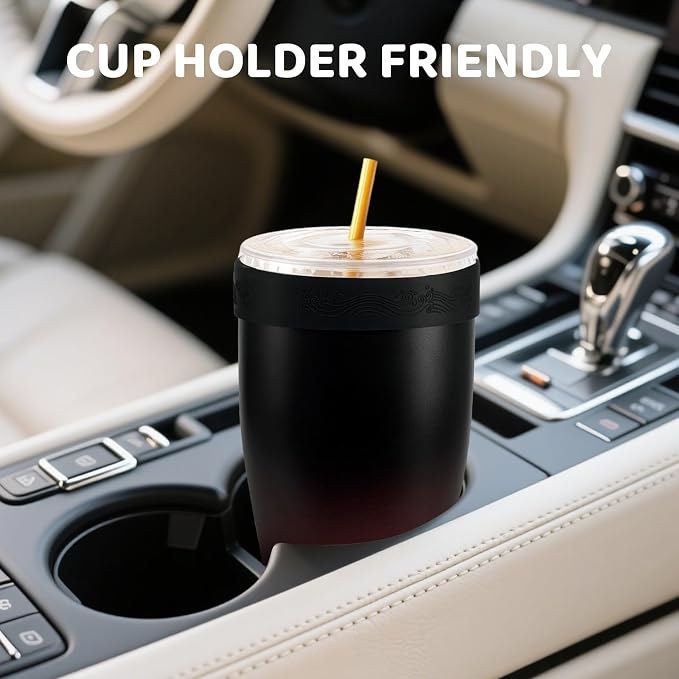 Universal Iced Coffee Sleeve, 32oz Double Wall Stainless Steel Insulator Fits - Image 6