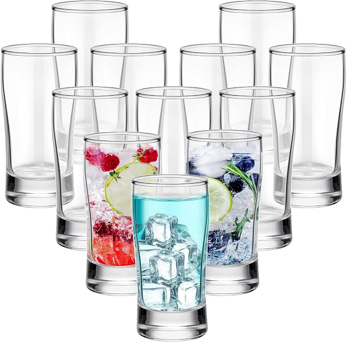 Bokon 12 Pcs Beer Glasses, Small Juice Glasses Cups Iced Tea Glasses Heavy Base by Bokon