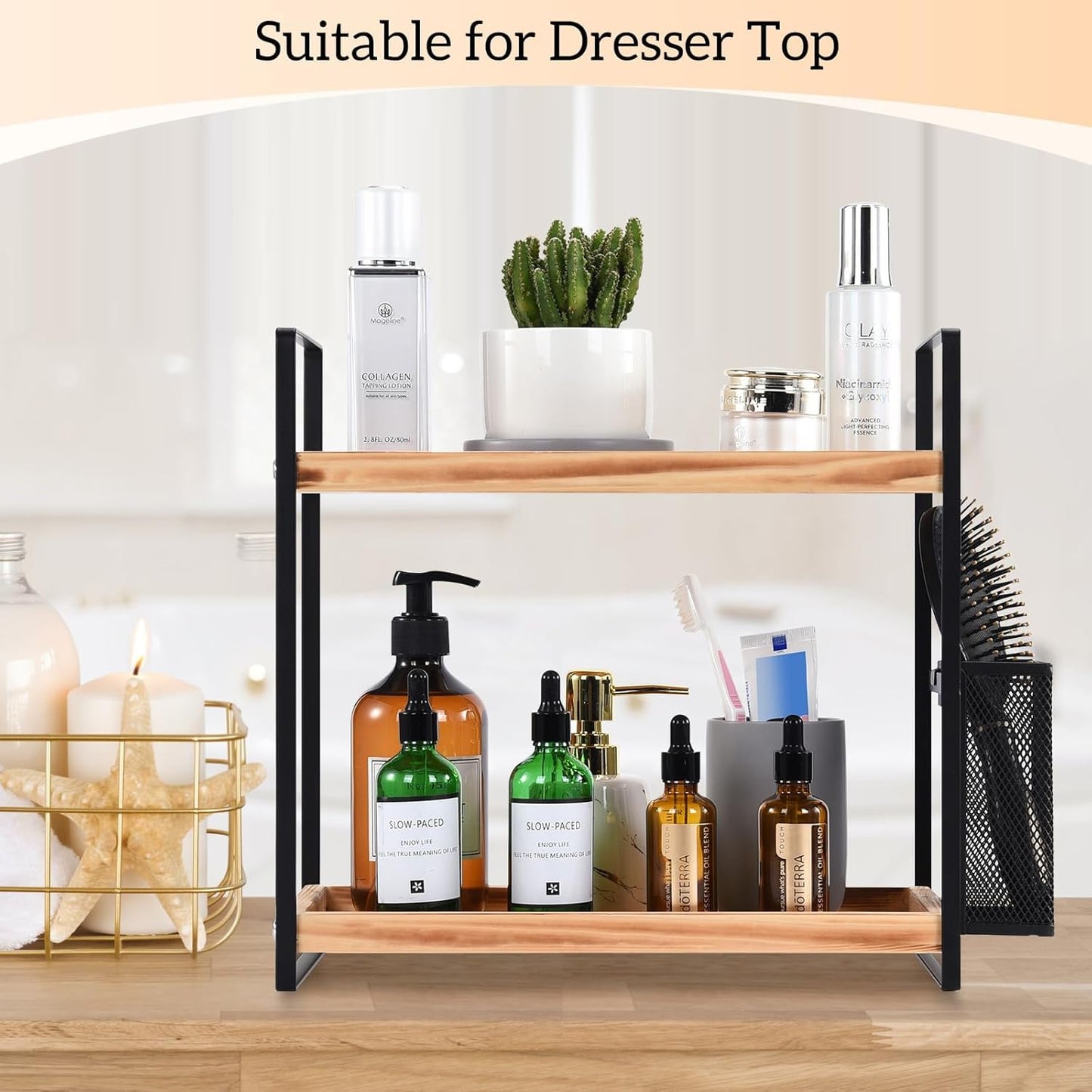 LEMIKKLE Coffee Bar Accessories and Coffee Mug Cup Holder, kitchen organizers and storage,Spice Rack Organizer for Countertop,Kitchen(basket)