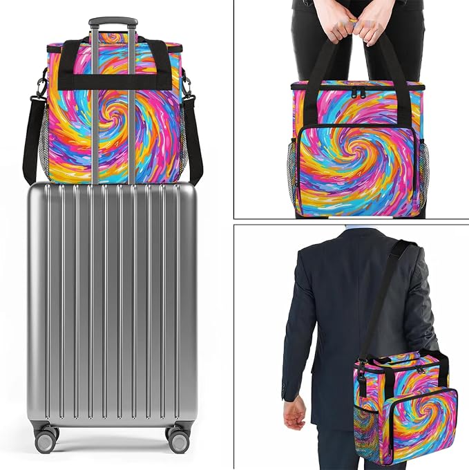 Tie Dye Colorful Boho Rainbow Coffee Maker Carring Bag, Large Insulated Storage - Image 7