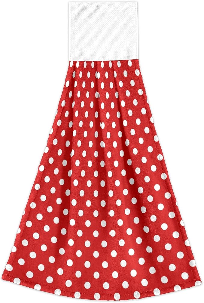 Dussdil Red White Polka Dot Kitchen Hanging Towel 12 x 17 in, Bath Hand - Image 6
