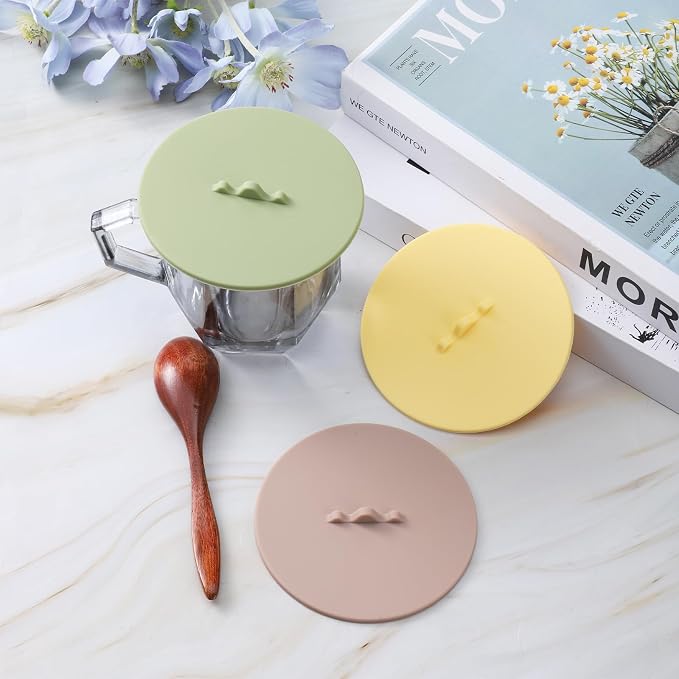 Silicone Cup Lids, Colorful 3.93 Inch/10cm Diameter Coffee Mug Cover Portable - Image 4