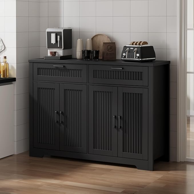 Buffet Cabinet with 2 Storage Drawers, Farmhouse Coffee Bar Table with Storage - Image 8