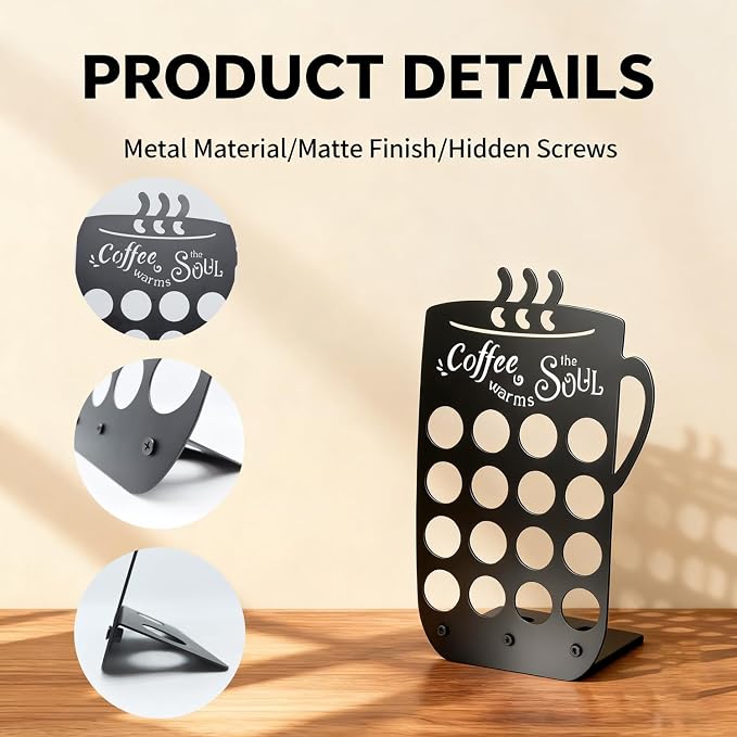 Metal K Cups Coffee Pod Holder, 19 Pods Holder Display, Coffee Bar Organizer - Image 2
