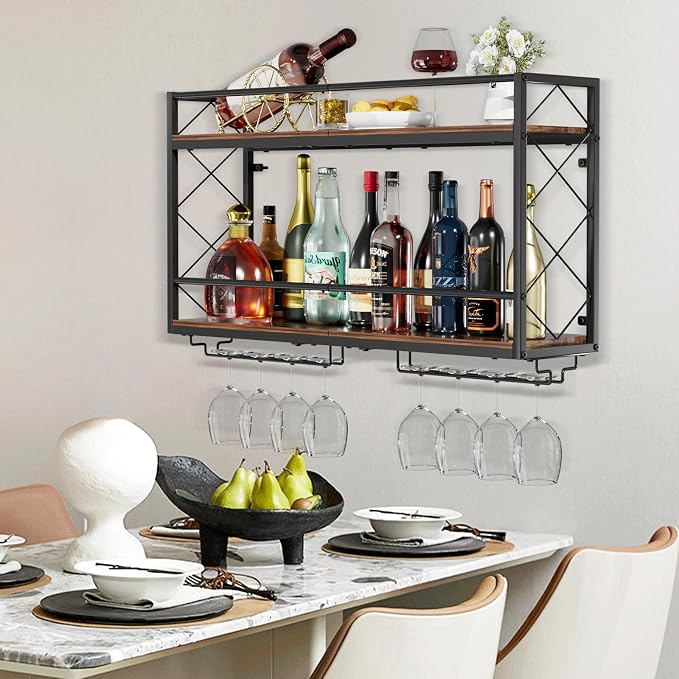 Wine Rack Wall Mounted 2 Tier Wall Wine Rack - Image 2