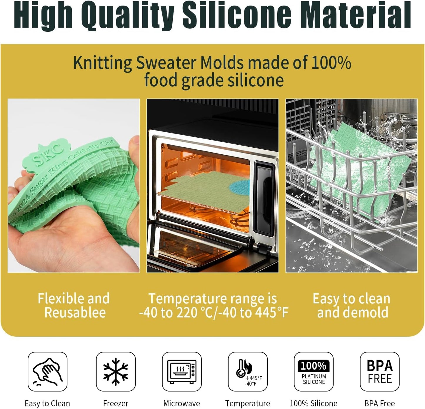 KALAIEN Sweater Texture Fondant Impression Mats Knit Fondant Embosser Texture Mats for Clay Cake Decorating Fondant Molds 1Pcs(Style 2)