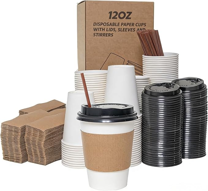 12 oz Disposable Paper Cups by CoreQualityOurLifelongPur