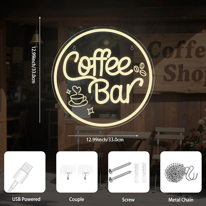 Coffee Bar Neon Sign for Wall Decor Dimmable LED Neon coffee Light Up Sign for - Image 5