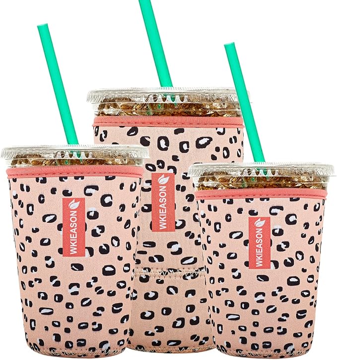 Wk ieason Iced Coffee Cup Sleeves Reusable Neoprene Iced Coffee Sleeve by WKIEASON