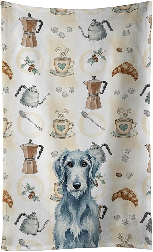 Caroline's Treasures Blue-Gray Scottish Deerhound Coffee Bar Kitchen Towel by CarolinesTreasures