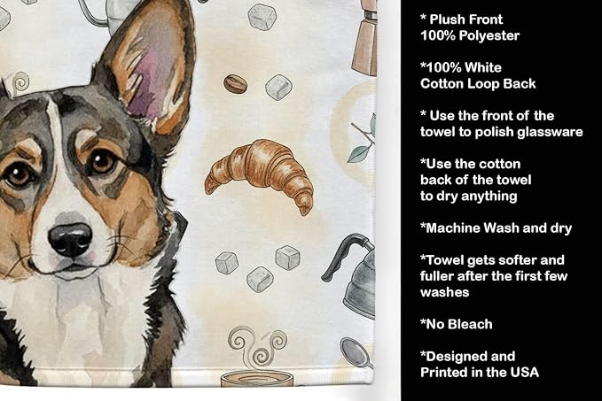 Caroline's Treasures Brindle Cardigan Welsh Corgi Coffee Bar Kitchen Towel - Image 4