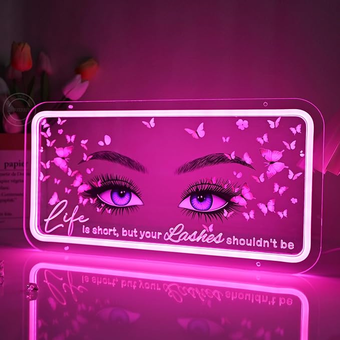 Britrio Pink Lashes Neon Sign Light - Image 6
