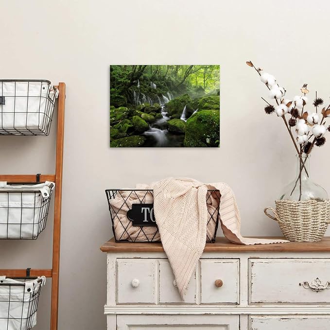 Waterfall Canvas Wall Art for Living Room Nature Forest Picture Wall Decor - Image 2