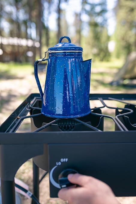 Stansport Enamel Percolator Coffee Pot & 4 Mug Set - Image 6