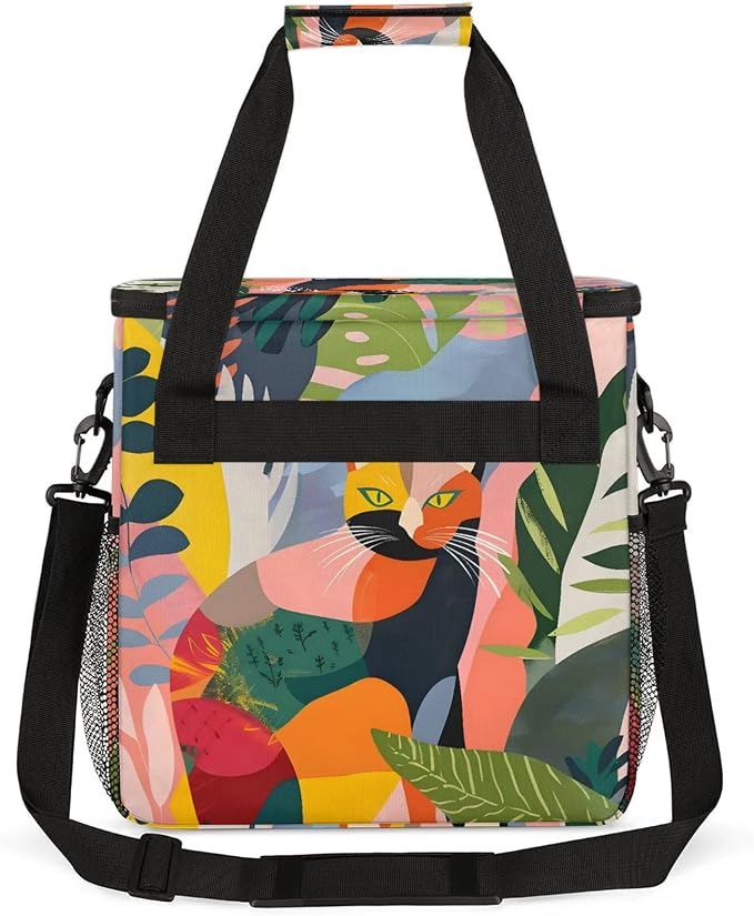 Cat Tropical Palm Leaves Coffee Maker Carring Bag, Large Insulated Storage - Image 5