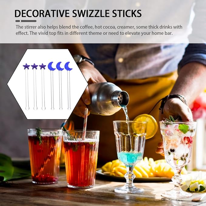 DOITOOL Glass Stirring Sticks 6-Pack 4.72 Inch Clear Cocktail Swizzle Sticks - Image 4