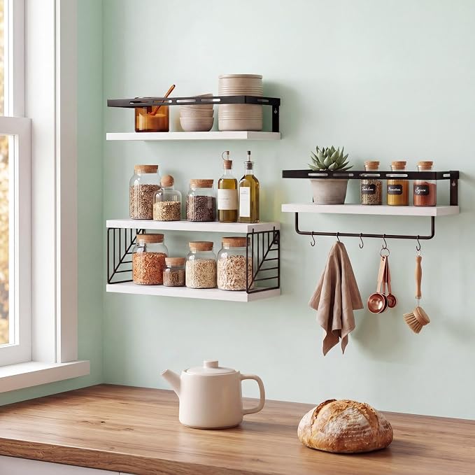Fixwal Wall Mounted Bathroom Shelves Over Toilet, Rustic Wood Floating Shelves - Image 7